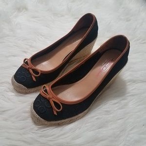 COACH Black w/ Brown Trim Bow Espadrilles  Sz 6